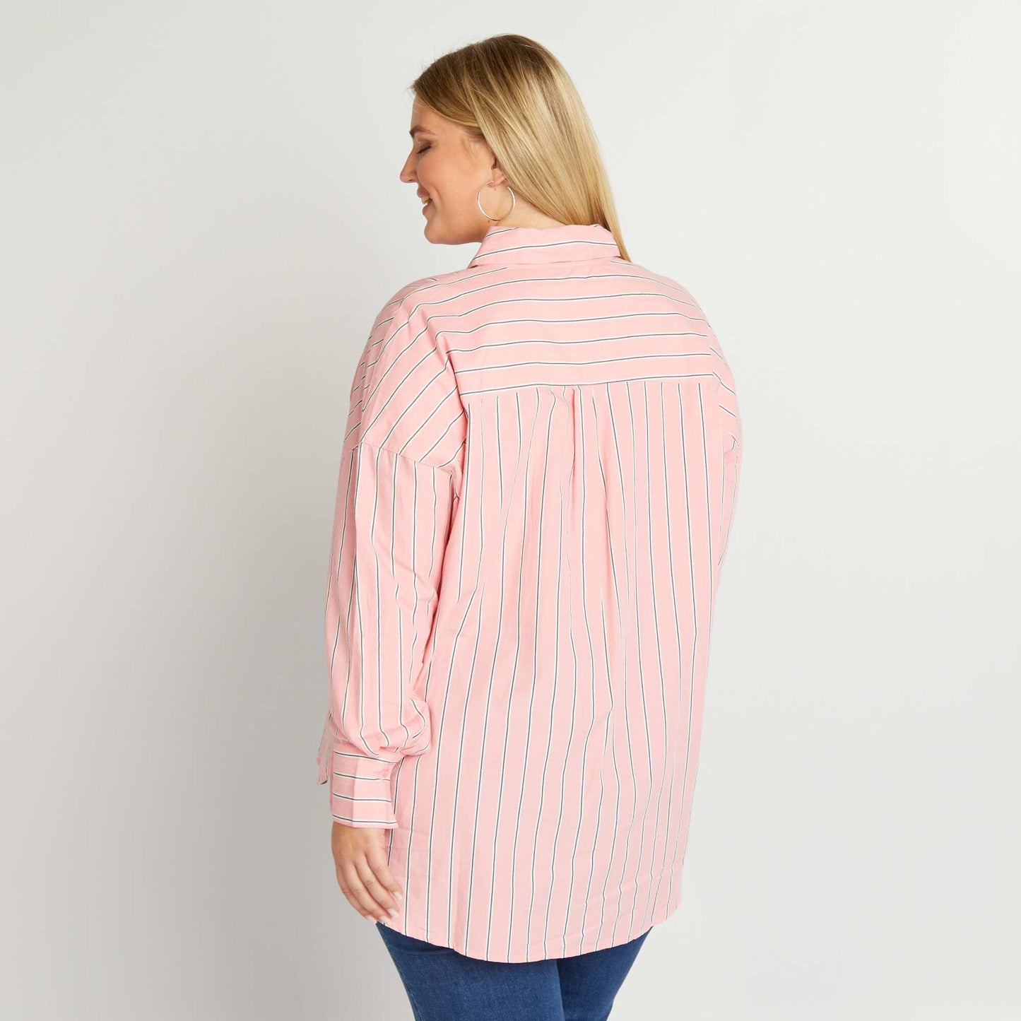 Long shirt with cutaway collar PINK