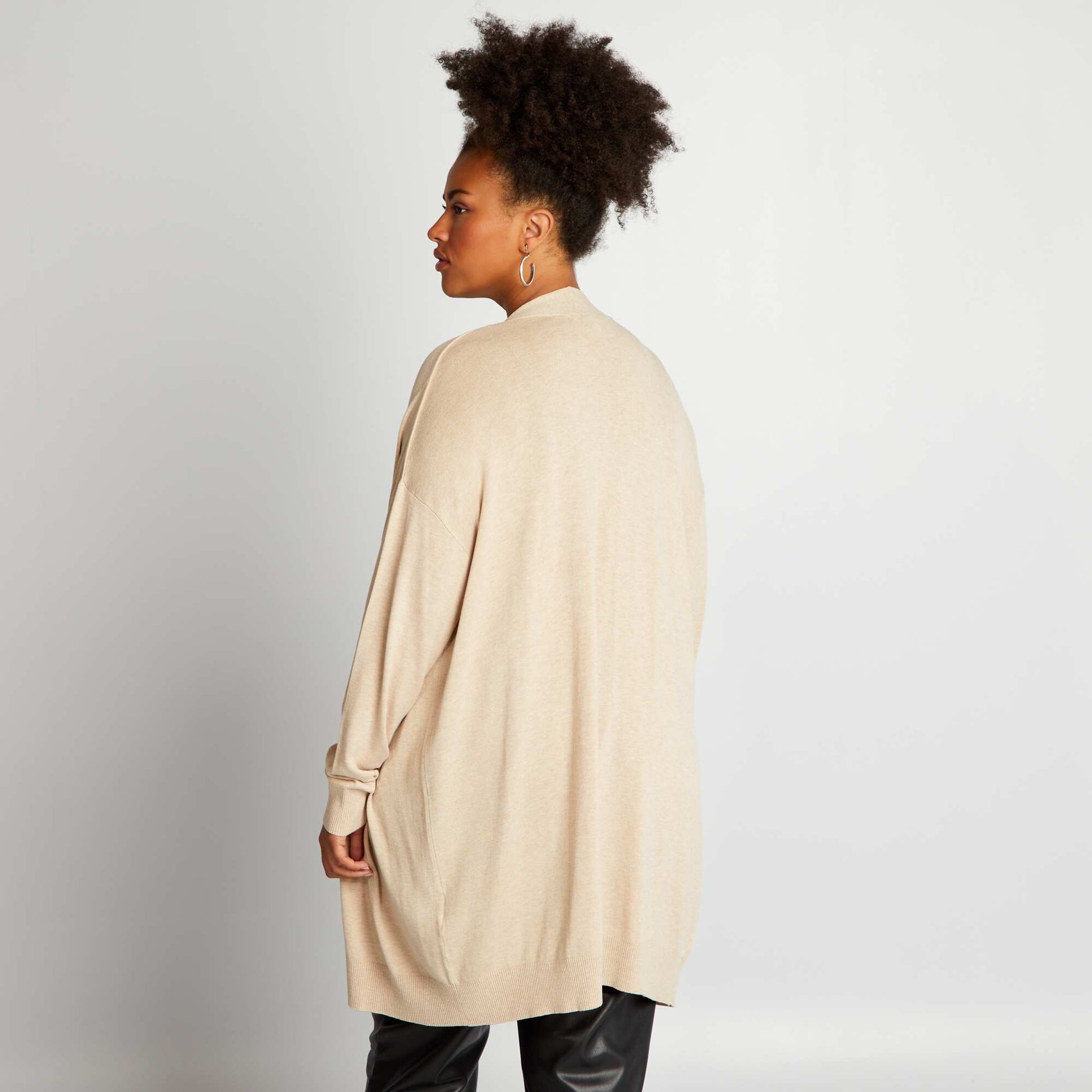 Open-front mid-thigh cardigan MIX WELL