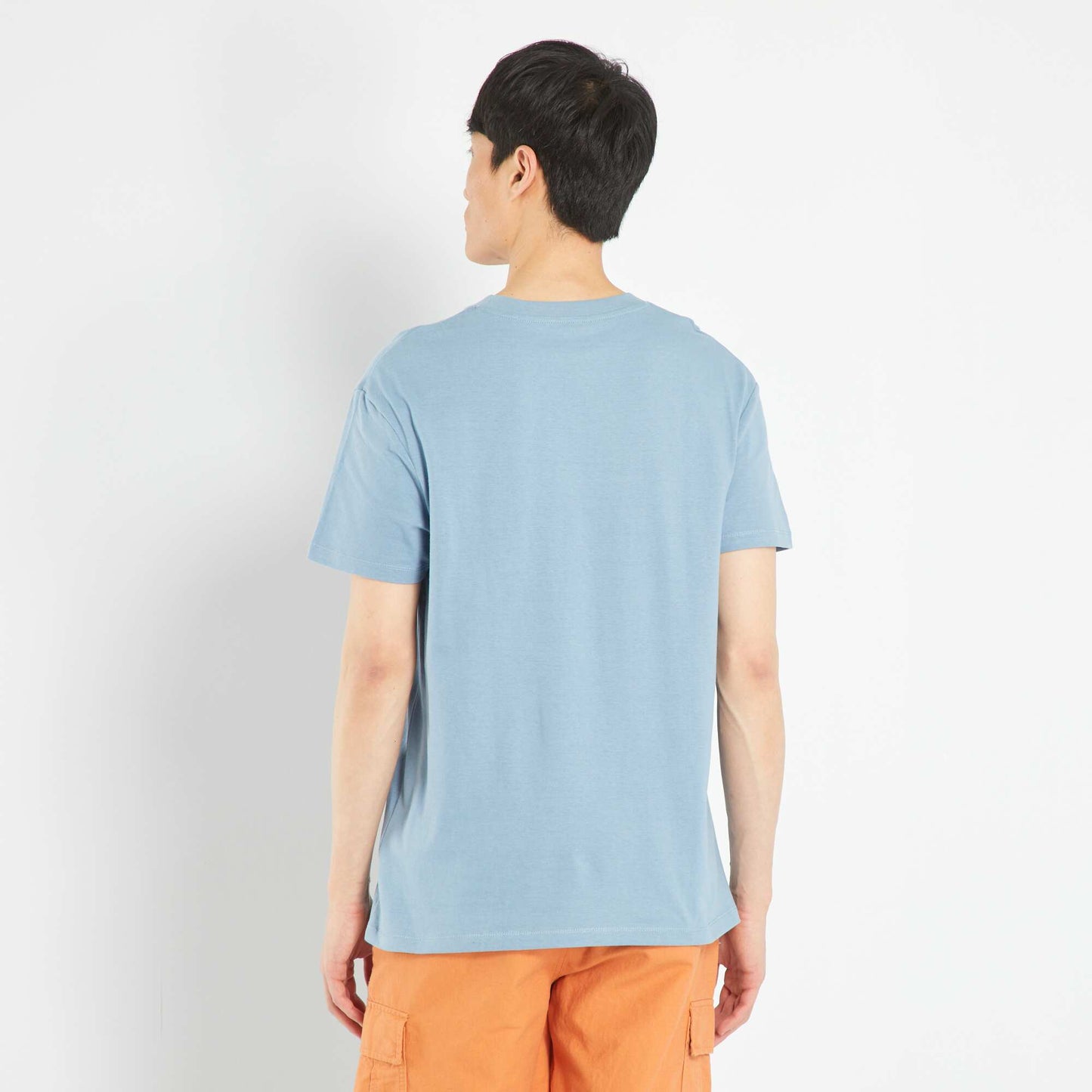 Loose-fit jersey T-shirt with pocket denim blue