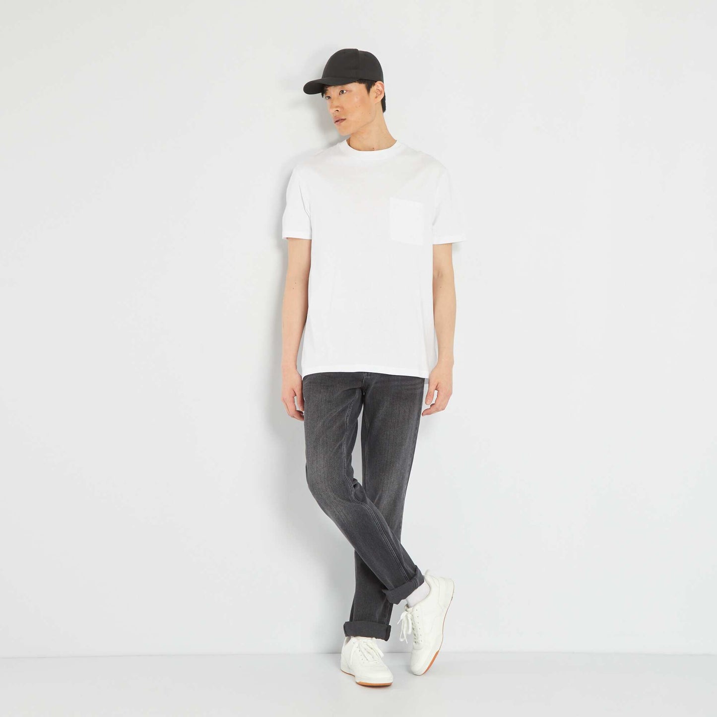 Loose-fit jersey T-shirt with pocket White