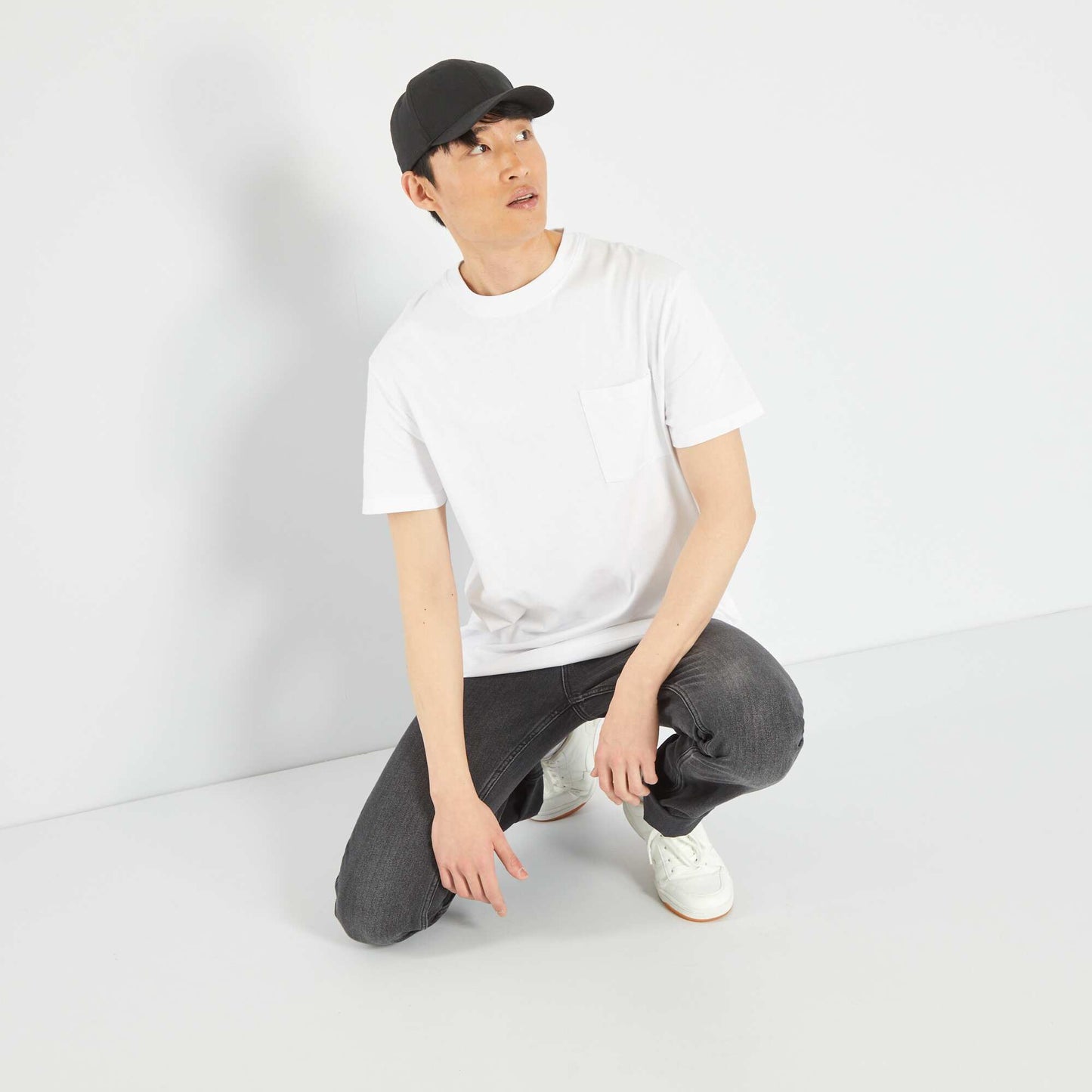 Loose-fit jersey T-shirt with pocket White