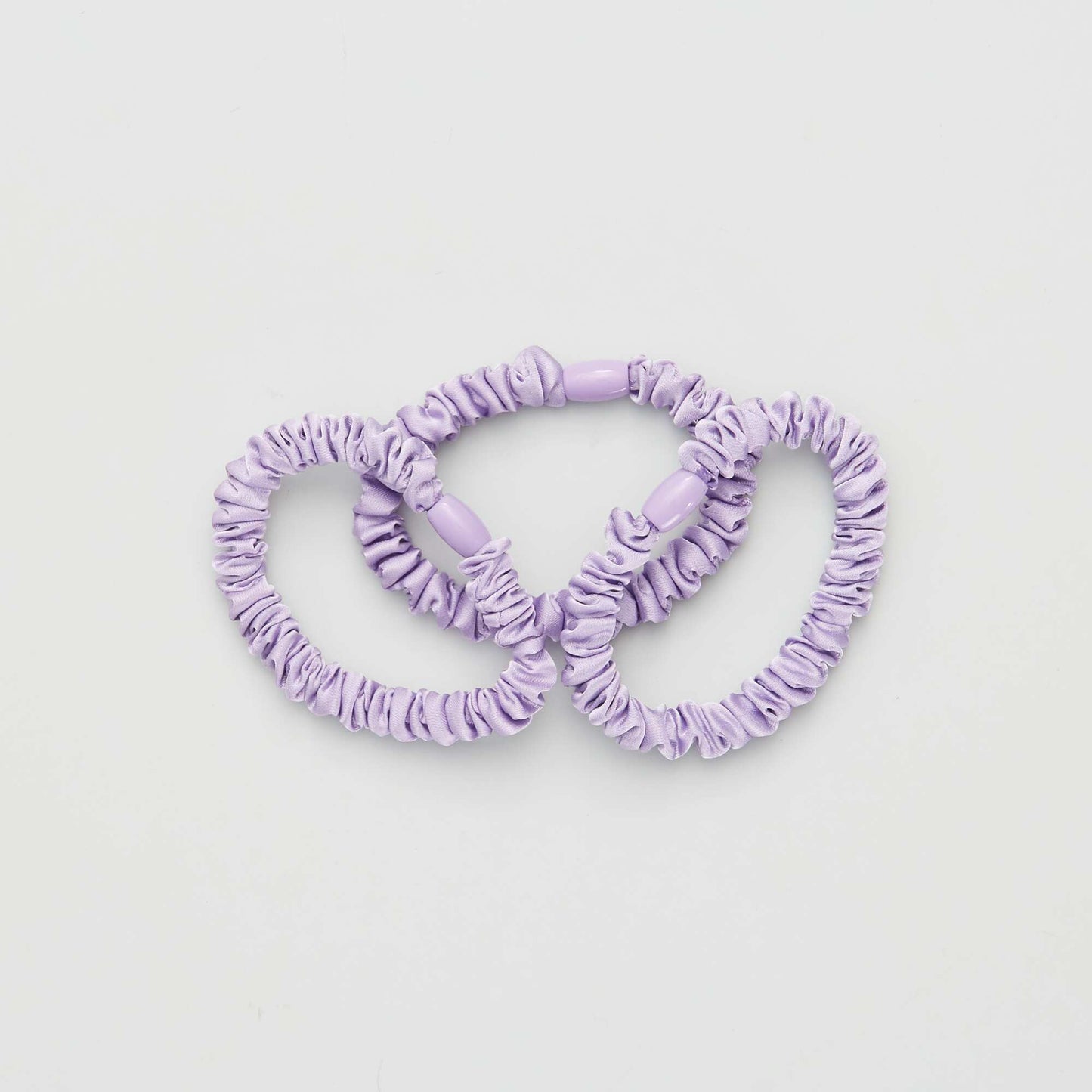 pack of 3 satiny hairbands + scrunchie PURPLE