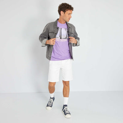 تي شيرت جيرسي مطبوع باللون الأرجواني