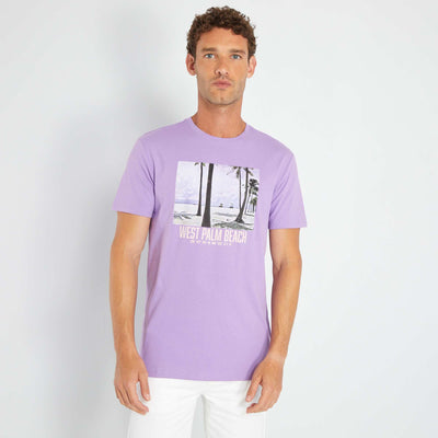 تي شيرت جيرسي مطبوع باللون الأرجواني