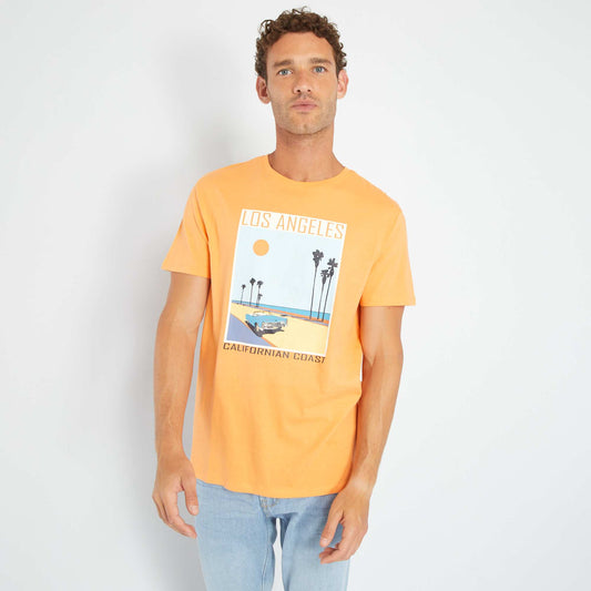 Jersey T-shirt with print ORANGE