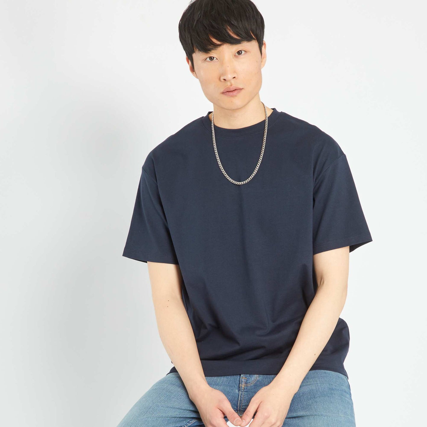 Plain jersey T-shirt blue