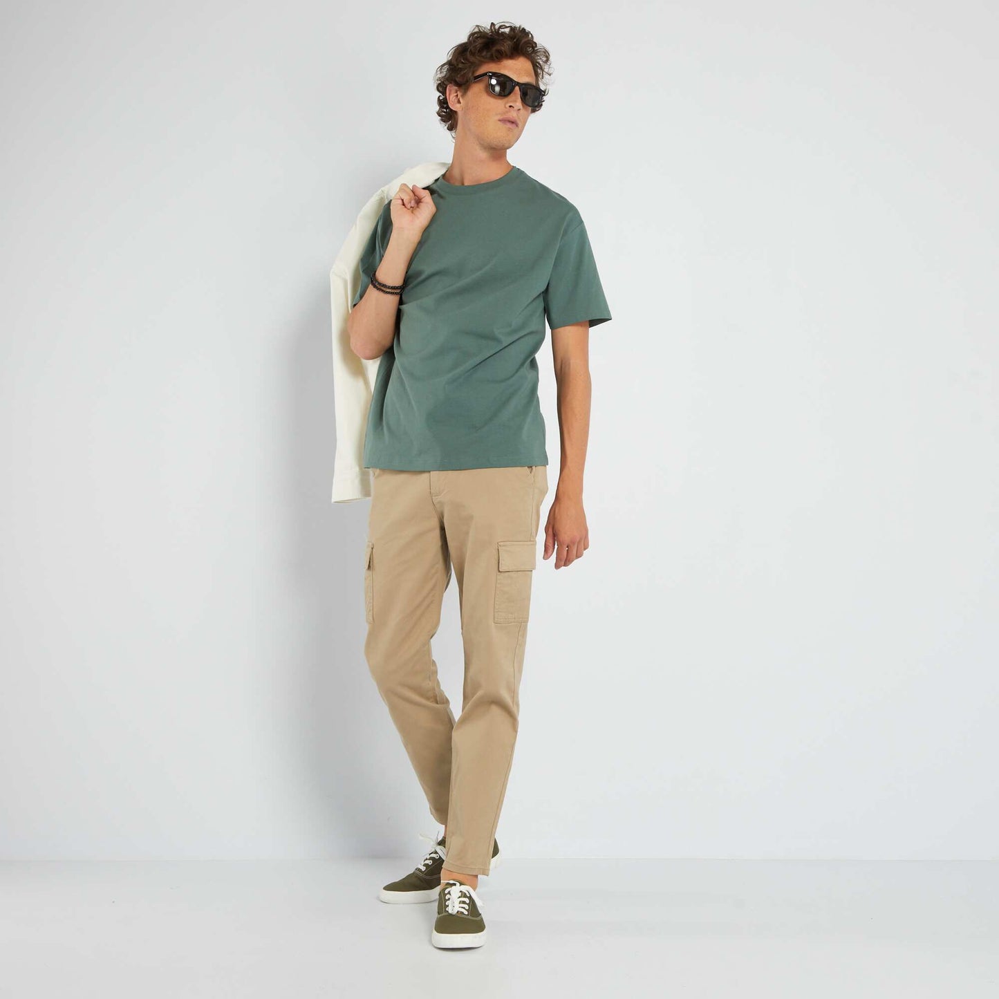 Plain jersey T-shirt grey green