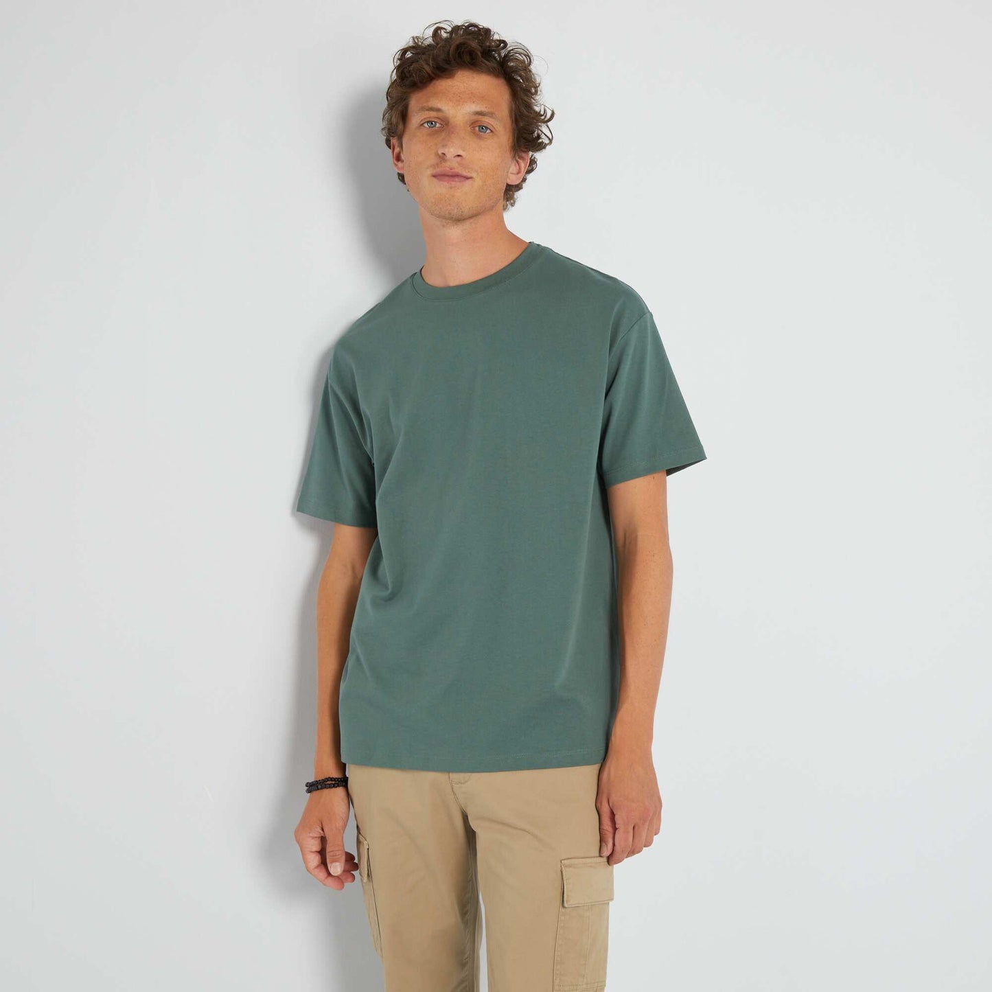 Plain jersey T-shirt grey green