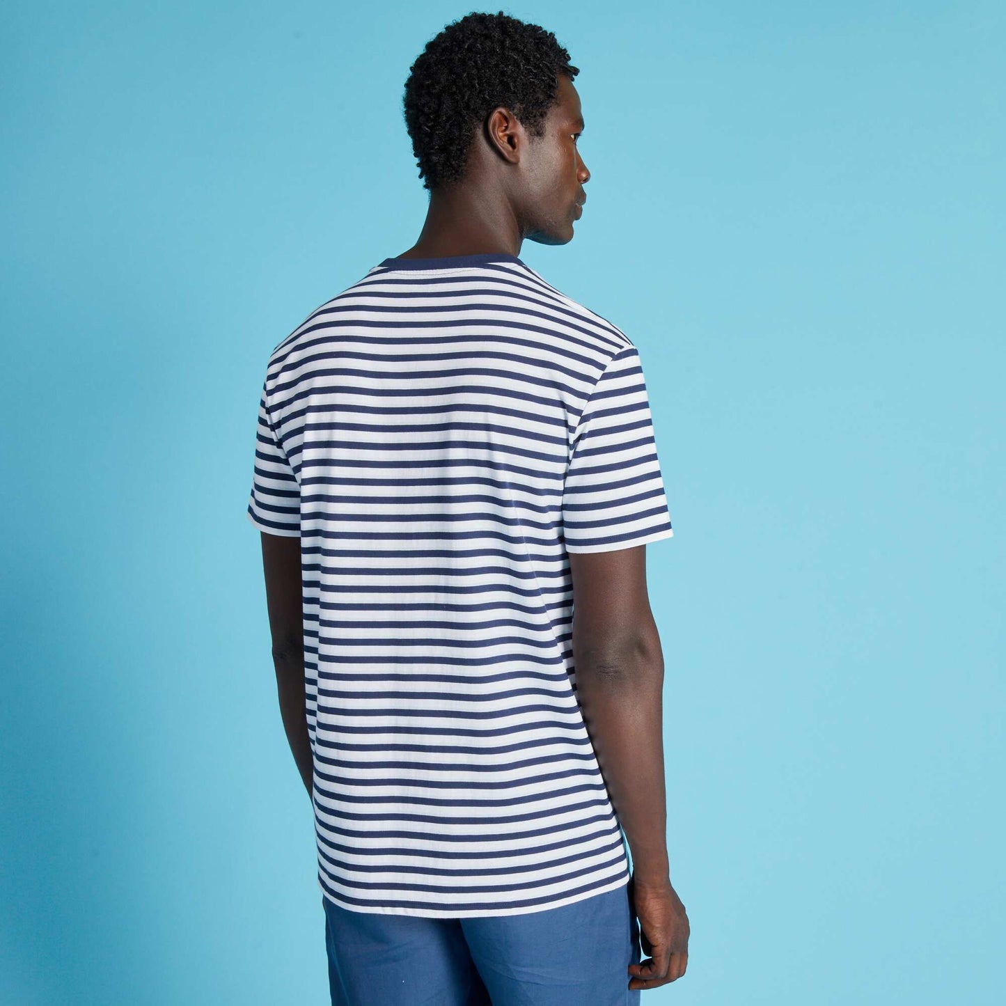 Striped jersey T-shirt blue