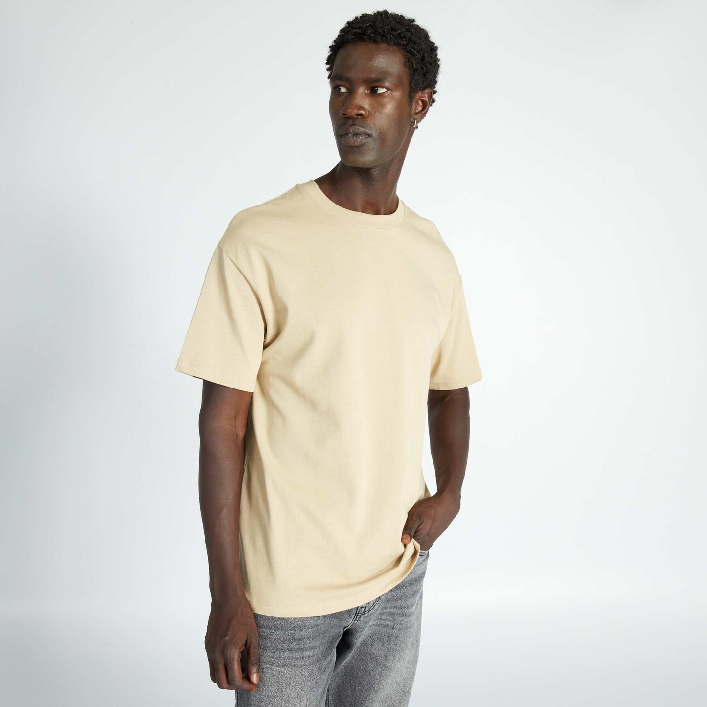 Loose-fit plain jersey T-shirt WHITE