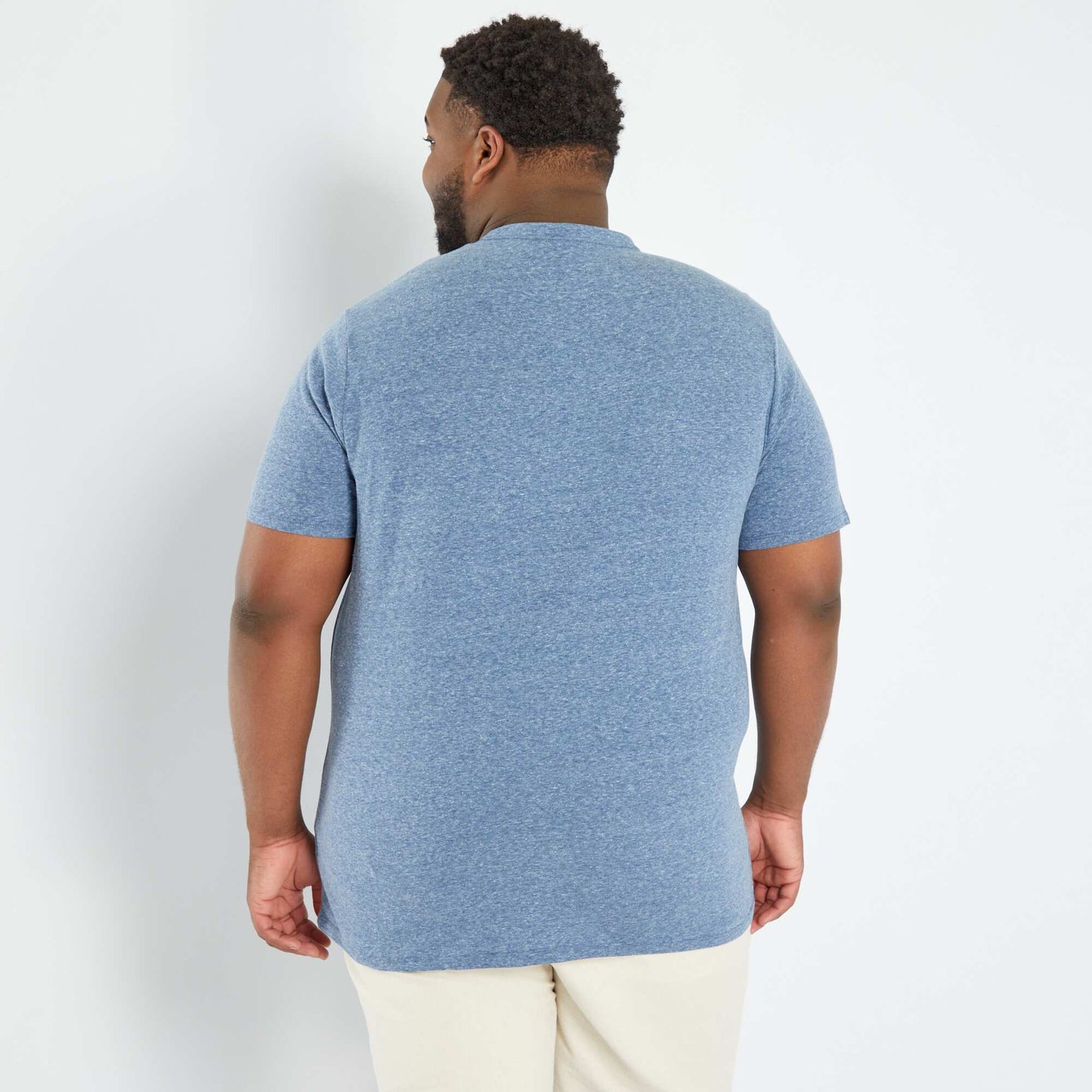 Henley collar T-shirt BLUE