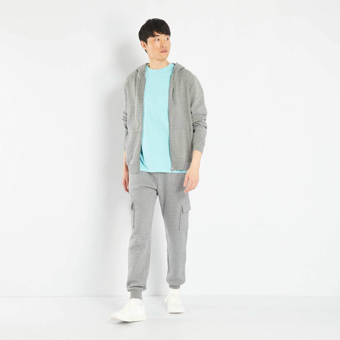 Sweatshirt fabric joggers with pockets GREY