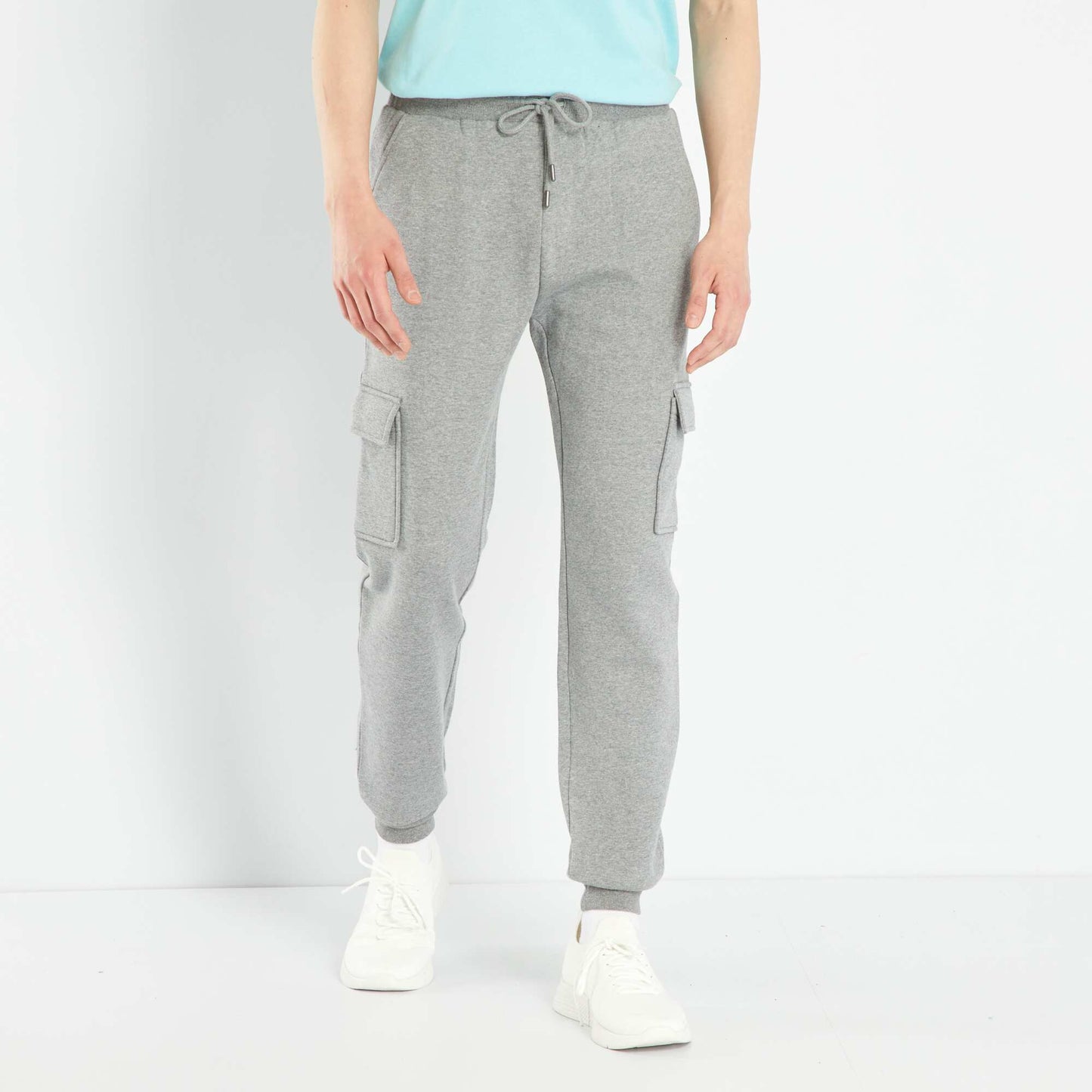 Sweatshirt fabric joggers with pockets GREY