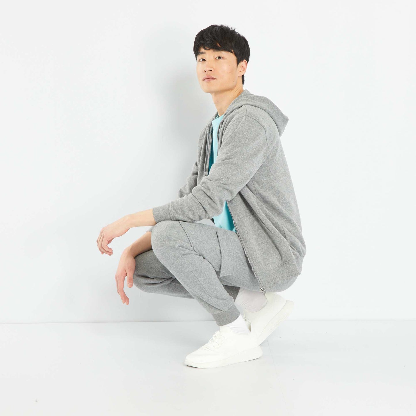 Sweatshirt fabric joggers with pockets GREY