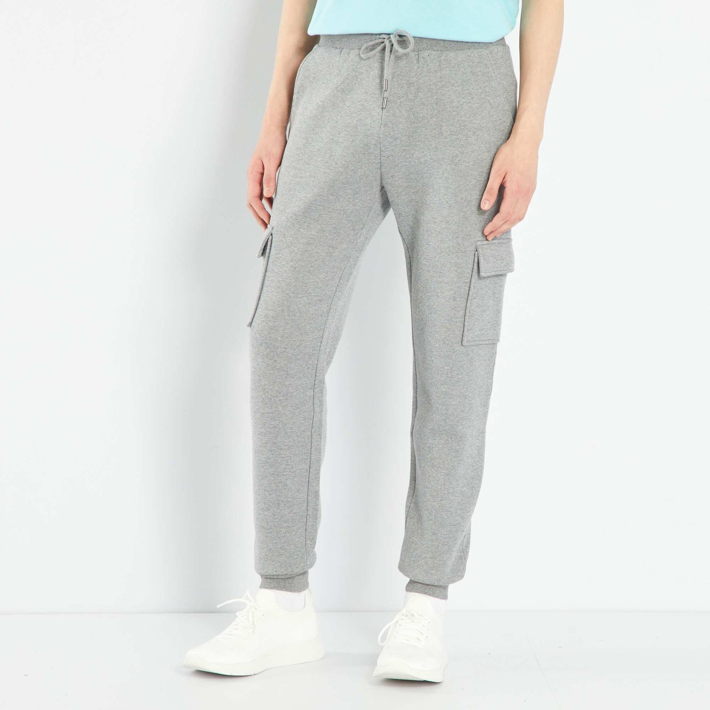 Sweatshirt fabric joggers with pockets GREY