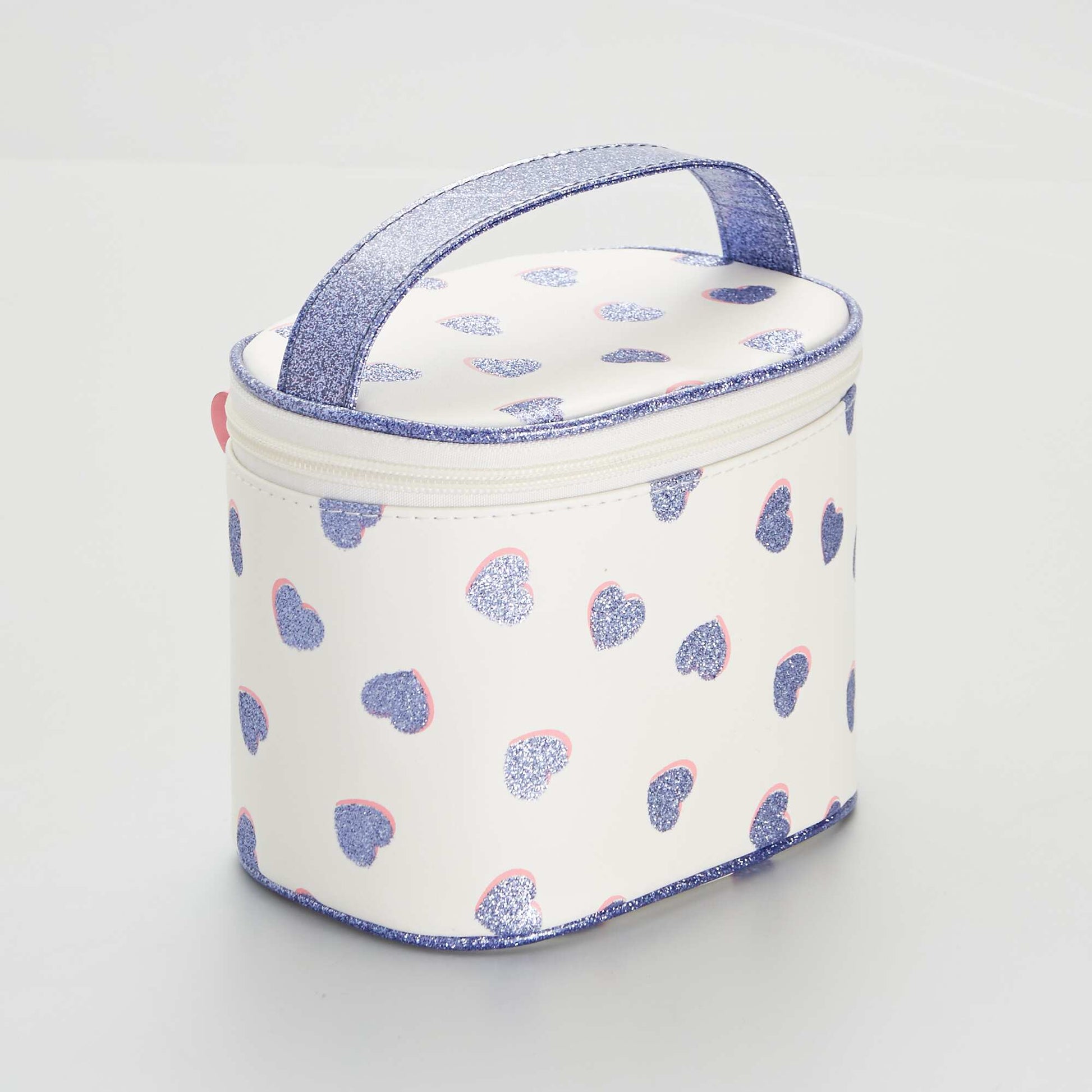 Polka dot vanity case with handle PINK