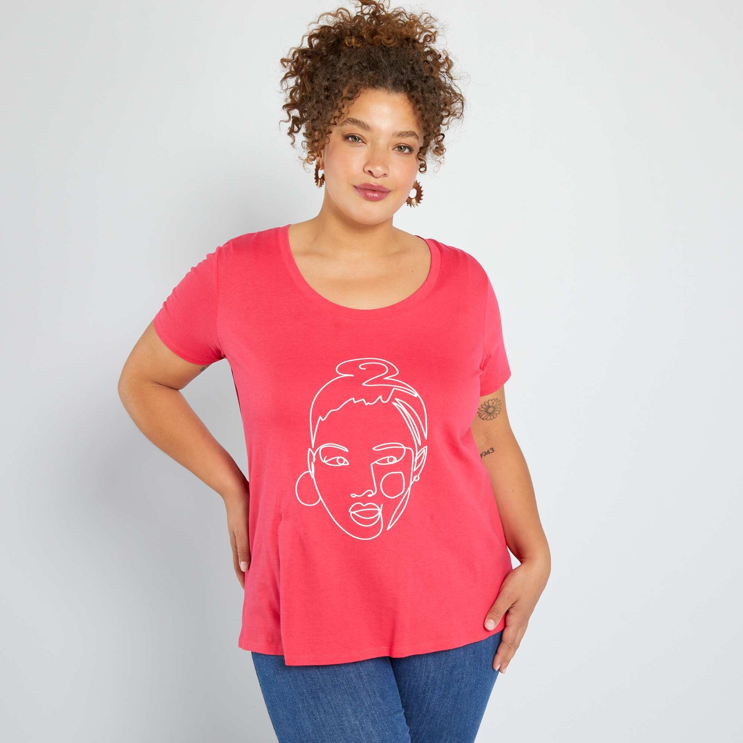 Printed round neck T-shirt PINK