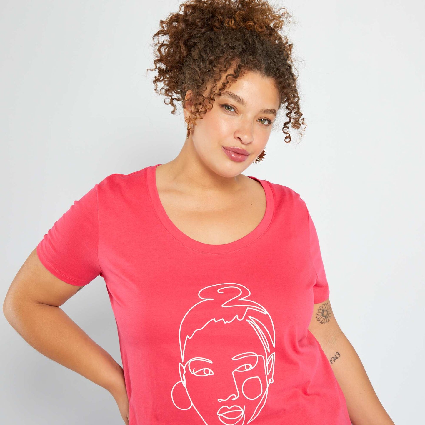 Printed round neck T-shirt PINK