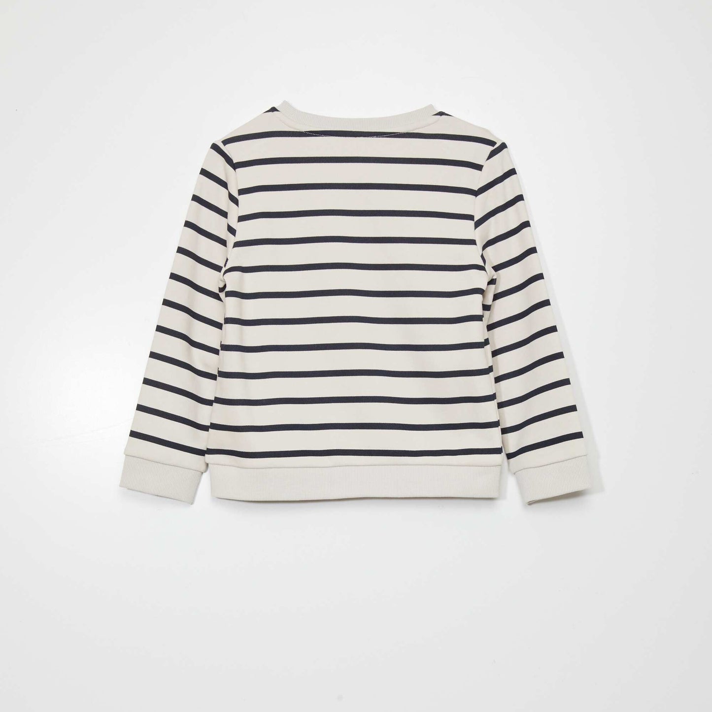 Sweatshirt fabric sweater with wide stripes White