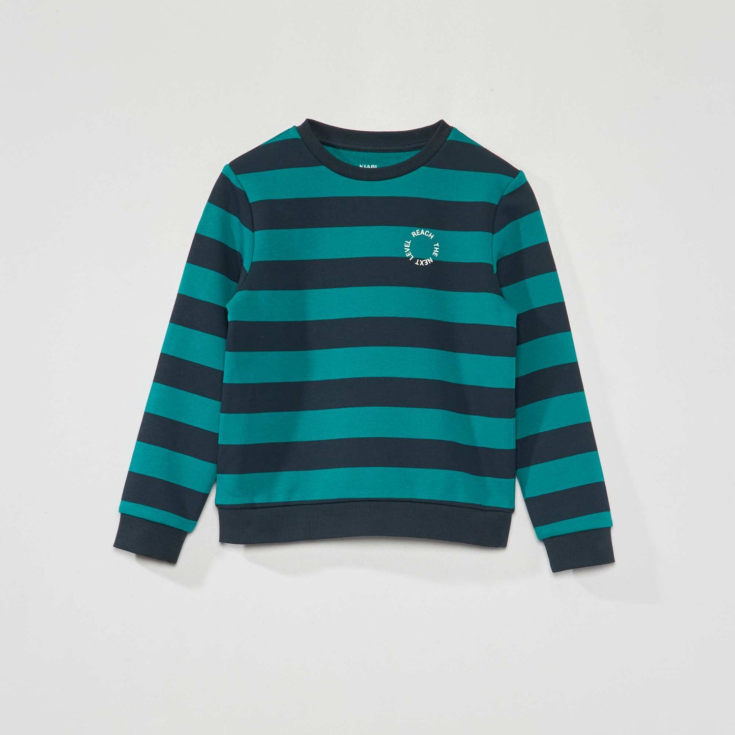 Sweatshirt fabric sweater with wide stripes Green/blue