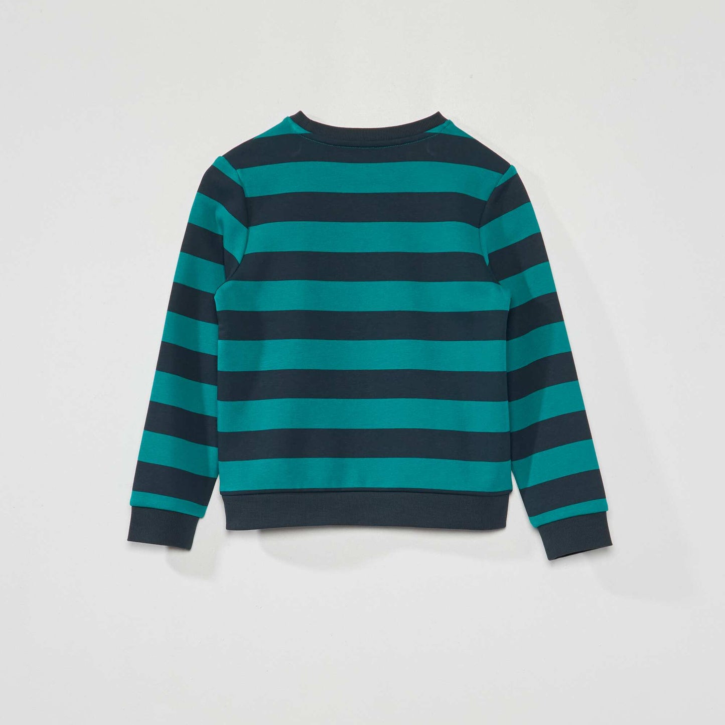 Sweatshirt fabric sweater with wide stripes Green/blue