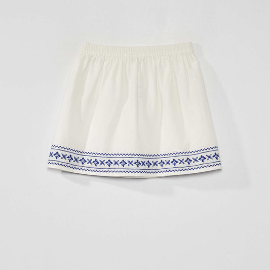 Short flared skirt white/blue