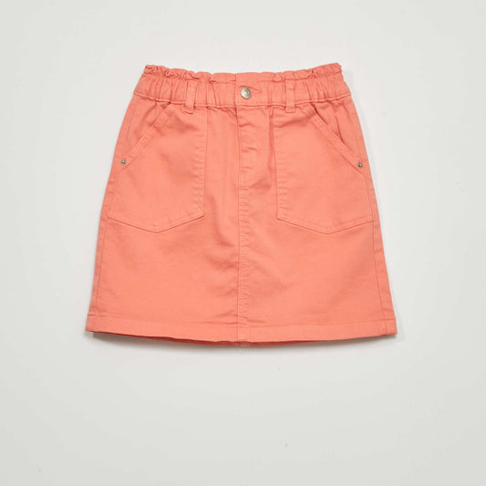 Paperbag denim skirt ORANGE