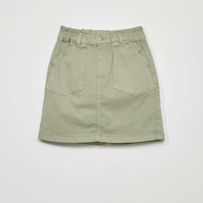 Paperbag denim skirt grey green
