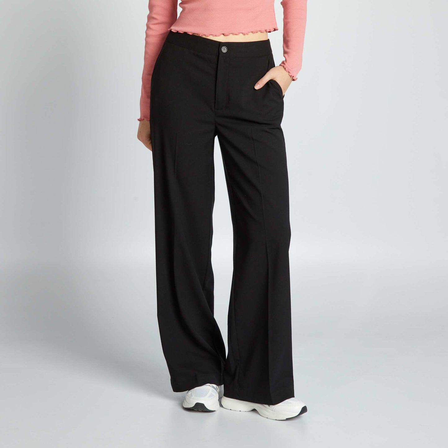 Flowing wide-leg trousers Black