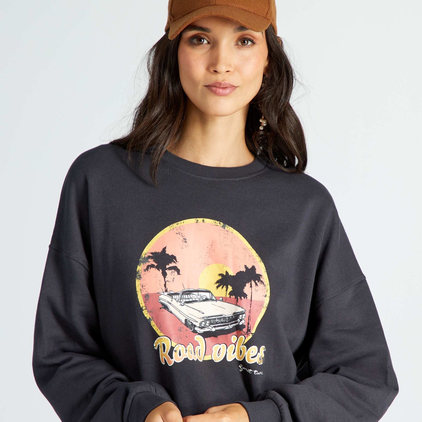 Printed sweatshirt fabric sweater BLACK