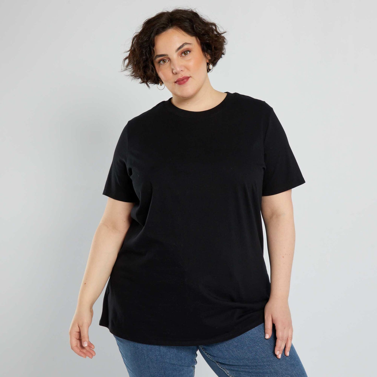 Short-sleeved jersey T-shirt BLACK