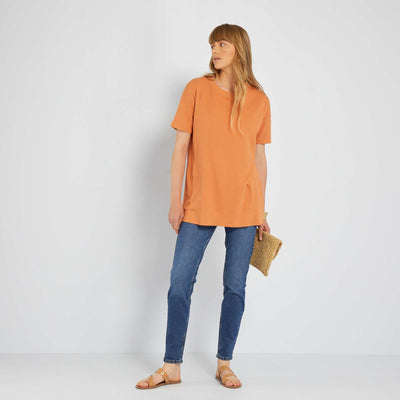 Long ribbed T-shirt ORANGE