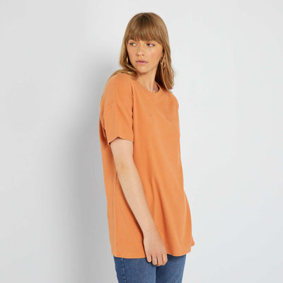 Long ribbed T-shirt ORANGE