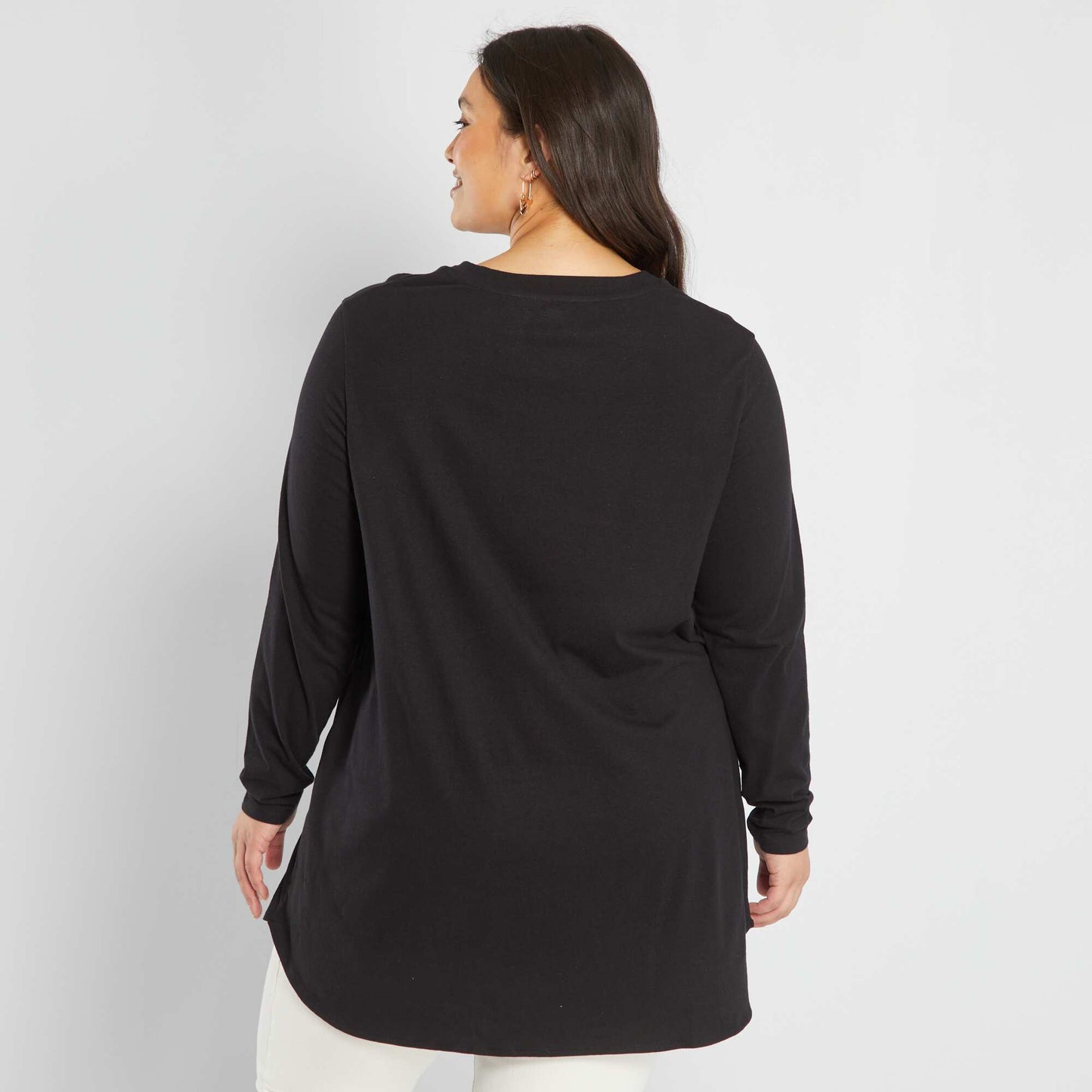 Long T-shirt with long sleeves BLACK