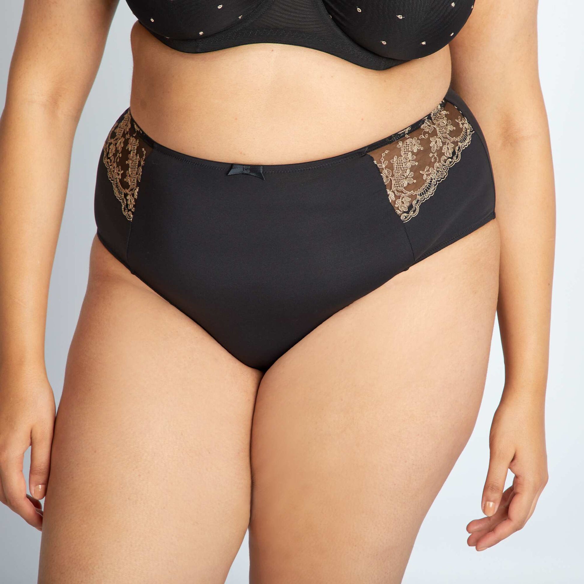 Woven lace briefs black