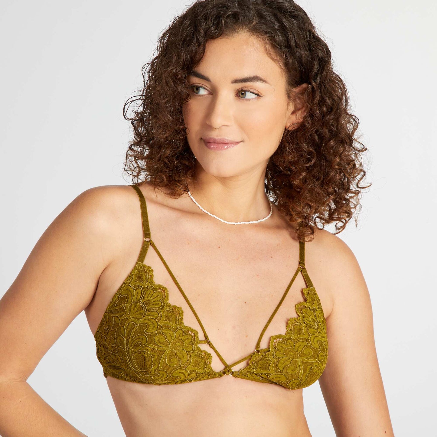 Triangle bra with decorative lacing GREEN