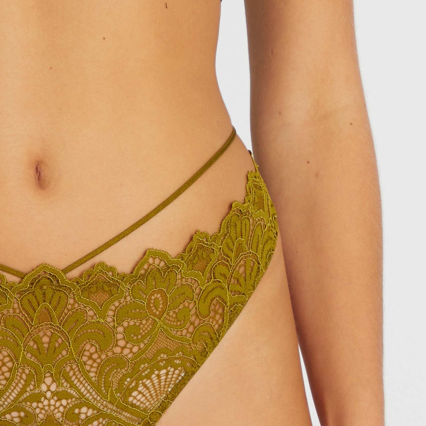 Floral lace tanga briefs GREEN