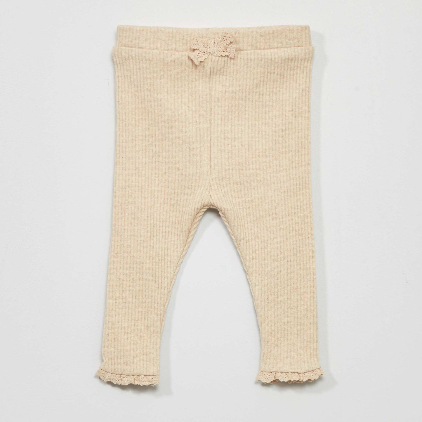 Ribbed knit leggings + socks - Two-piece set L_BEIGE