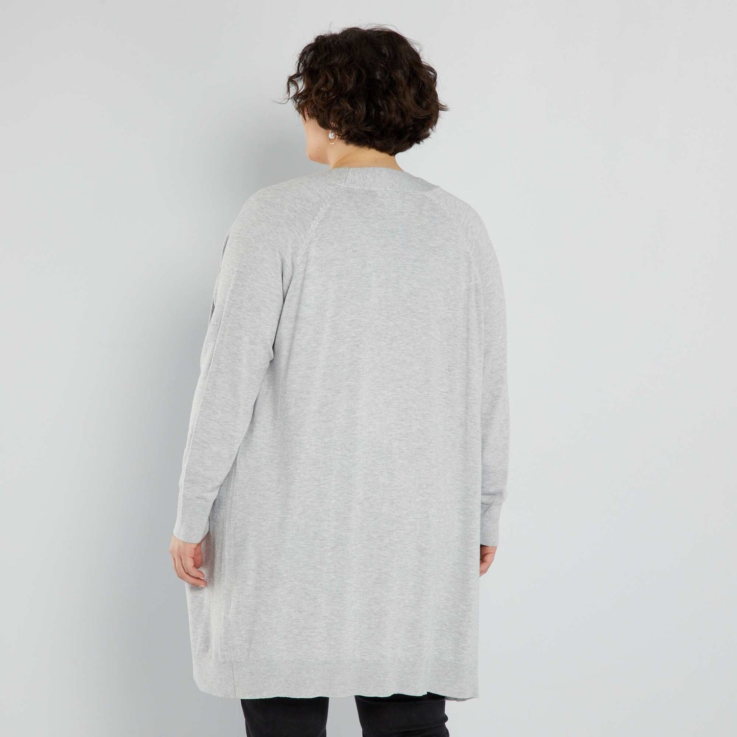 Mid-length knit cardigan GREY