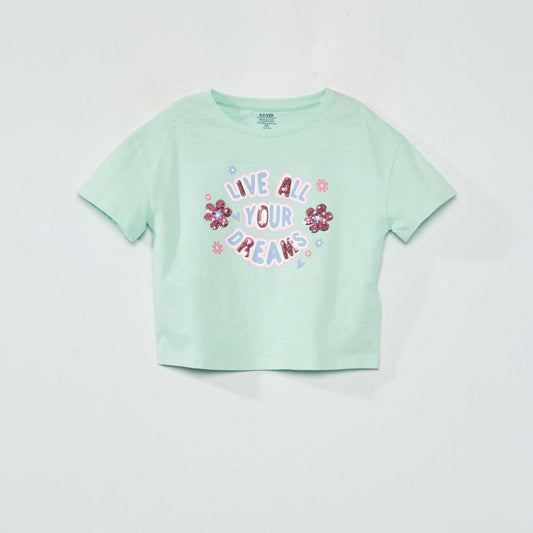Stylish round-neck T-shirt GREEN