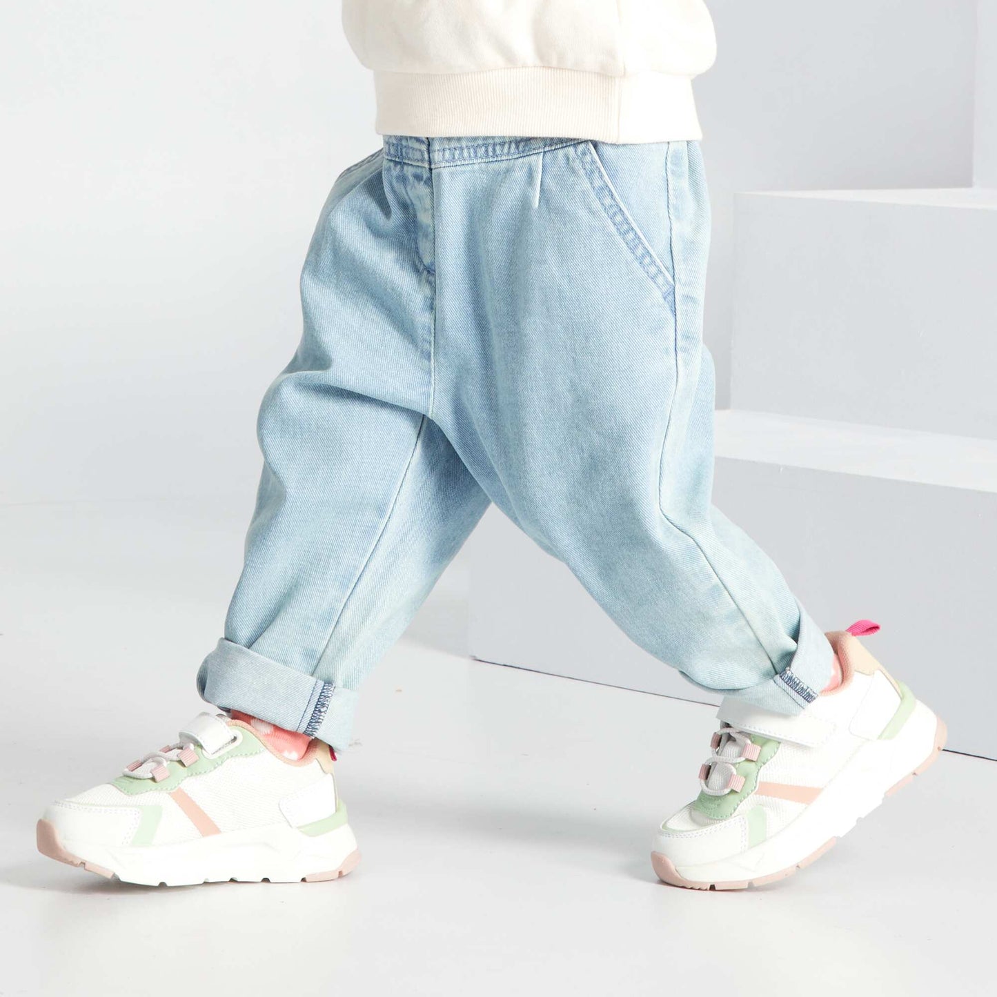 Denim paperbag trousers BLUE