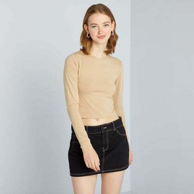 Cropped T-shirt BEIGE