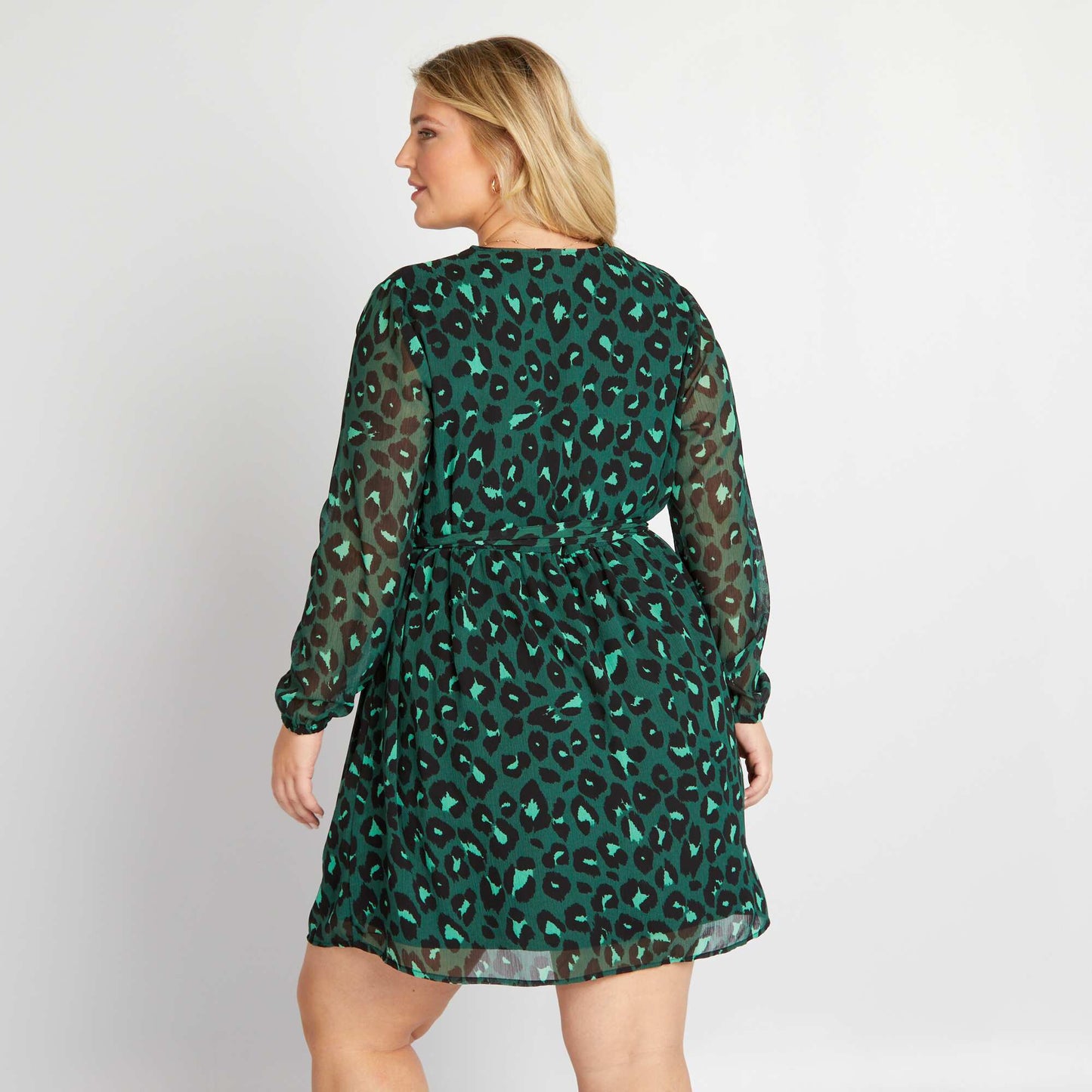 Short V-neck dress GREEN