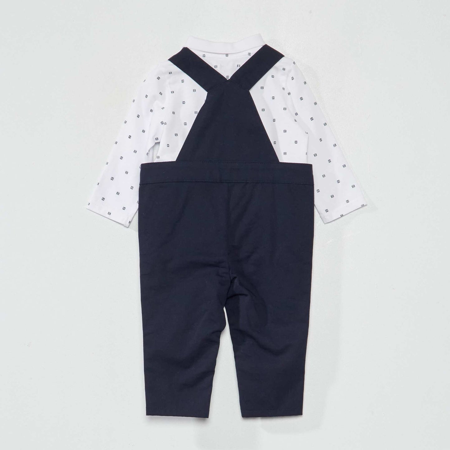 Dungarees + polo shirt set WHITE