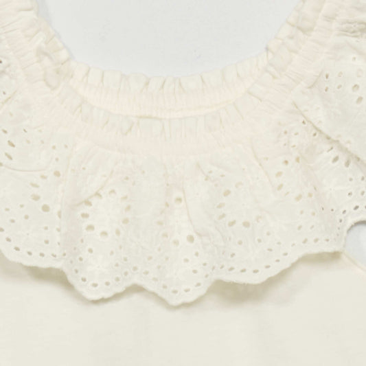 Vest top with broderie anglaise White