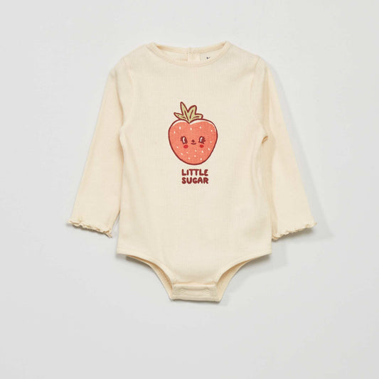 Long-sleeved ribbed bodysuit EGG STRAW