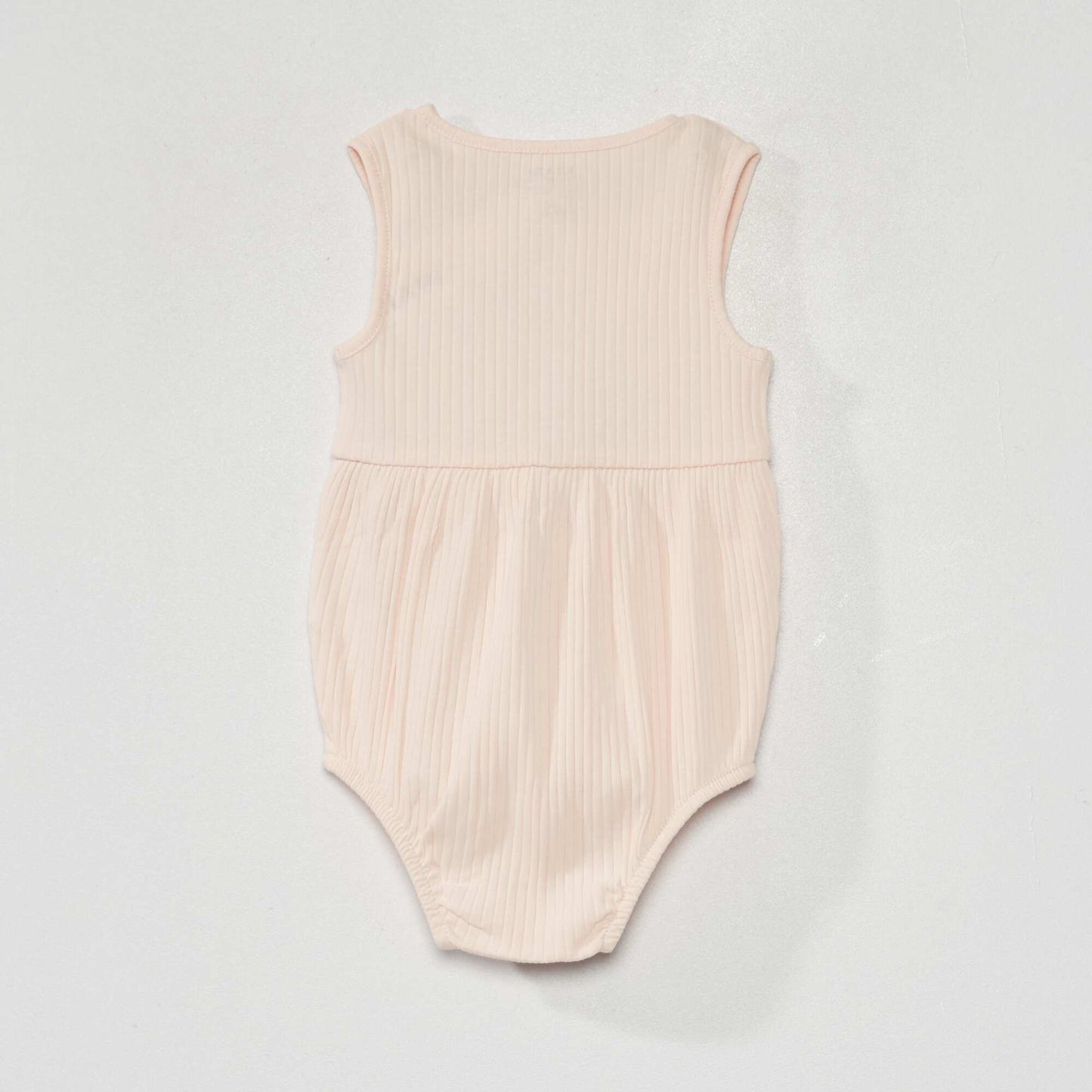 Ribbed knit short romper pink