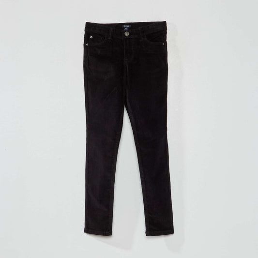 Plain velour skinny trousers Black