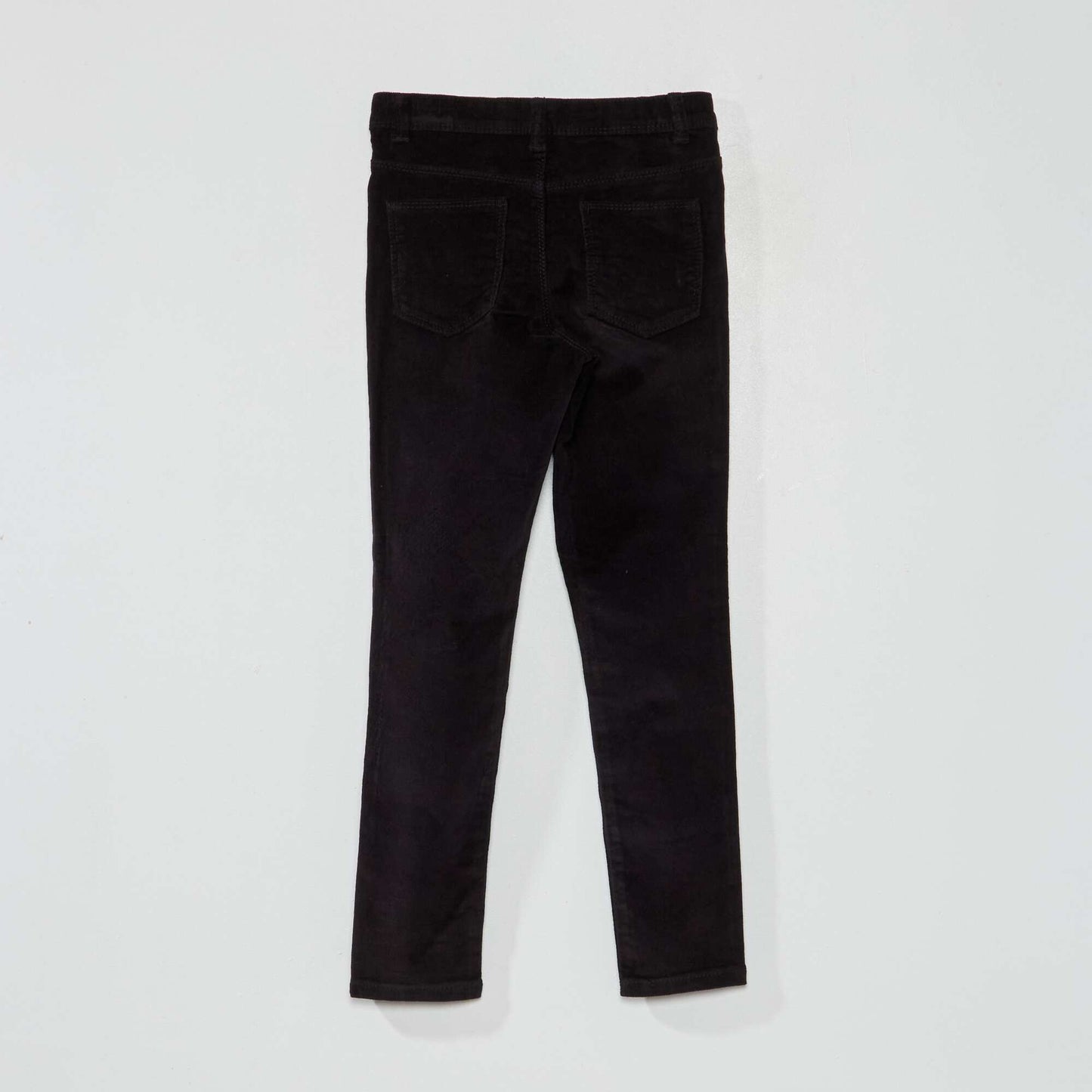 Plain velour skinny trousers Black