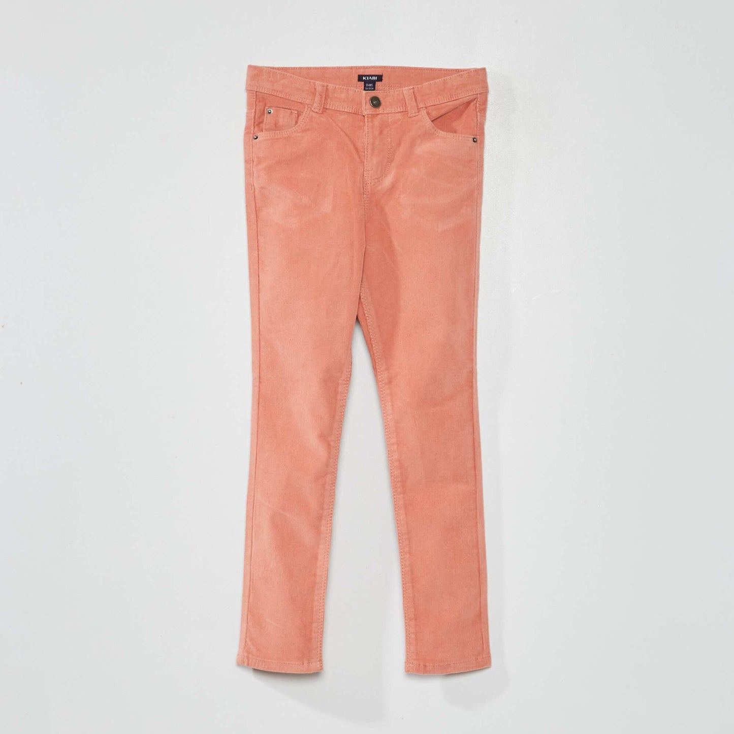 Plain velour skinny trousers pink